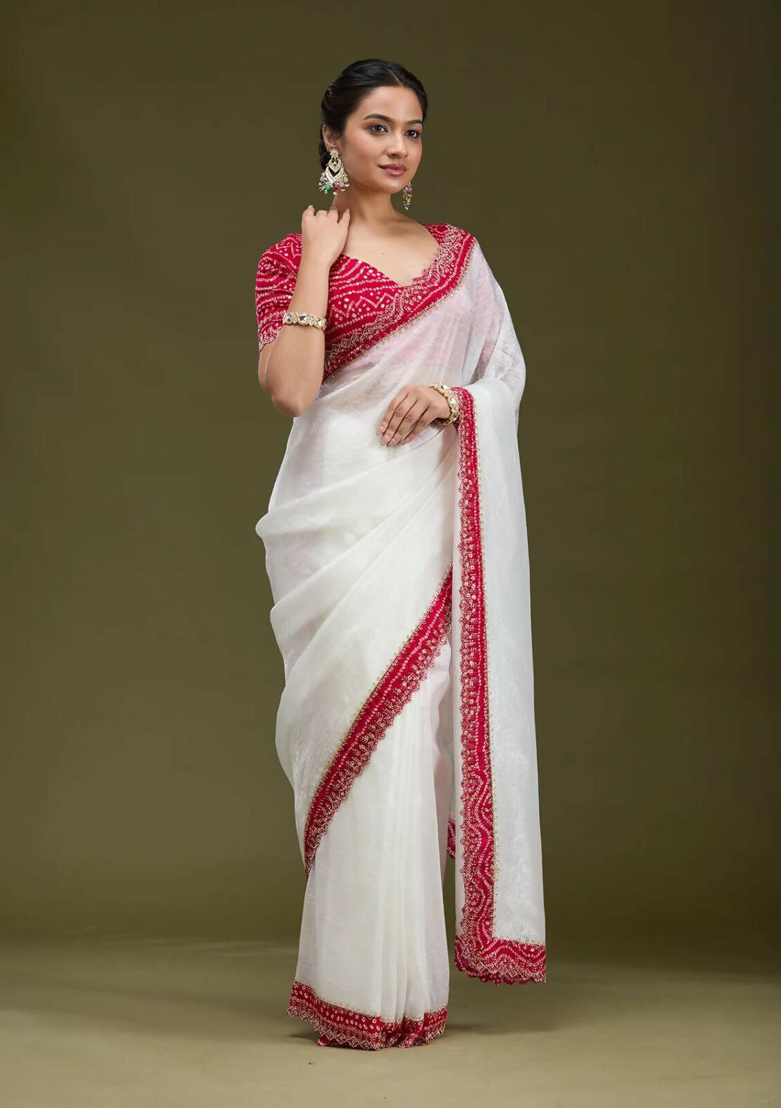 Joban Fashion White Tissue Gold Crush Party Wear Sarees | Grocsy