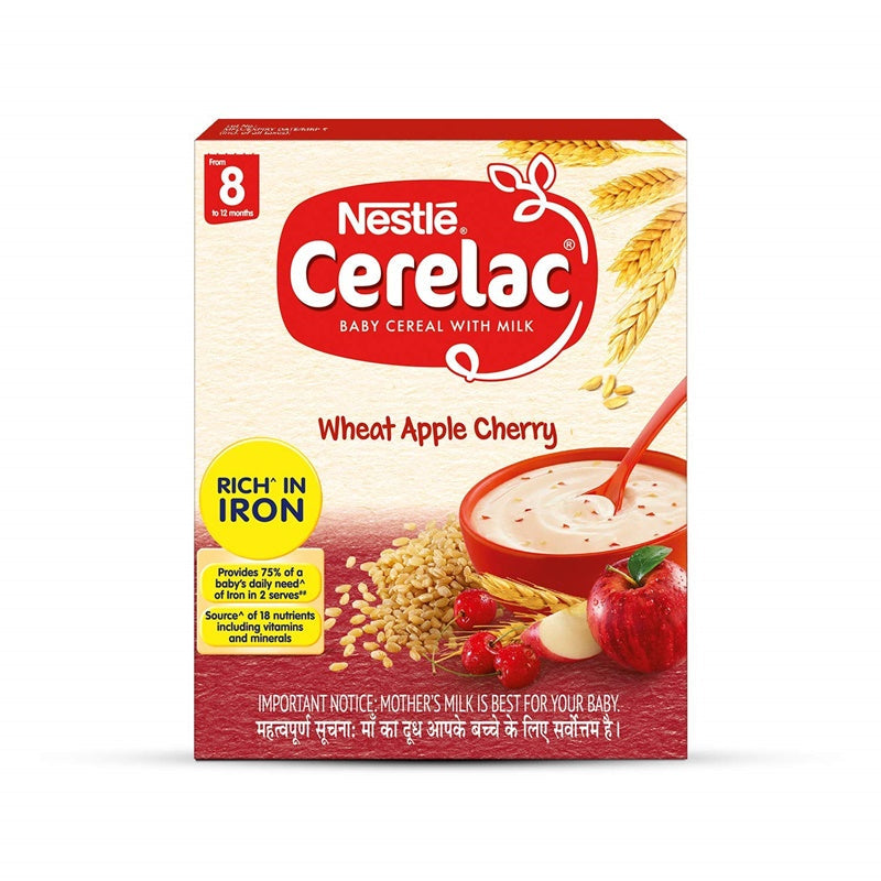 Nestle Cerelac Baby Cereal With Milk - Wheat Apple Cherry | Grocsy
