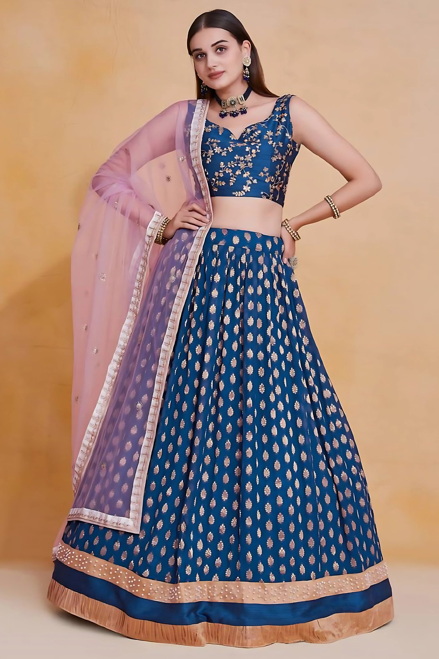 Lehenga Mart Designer Wedding Lehenga Choli For Women - Blue | Grocsy