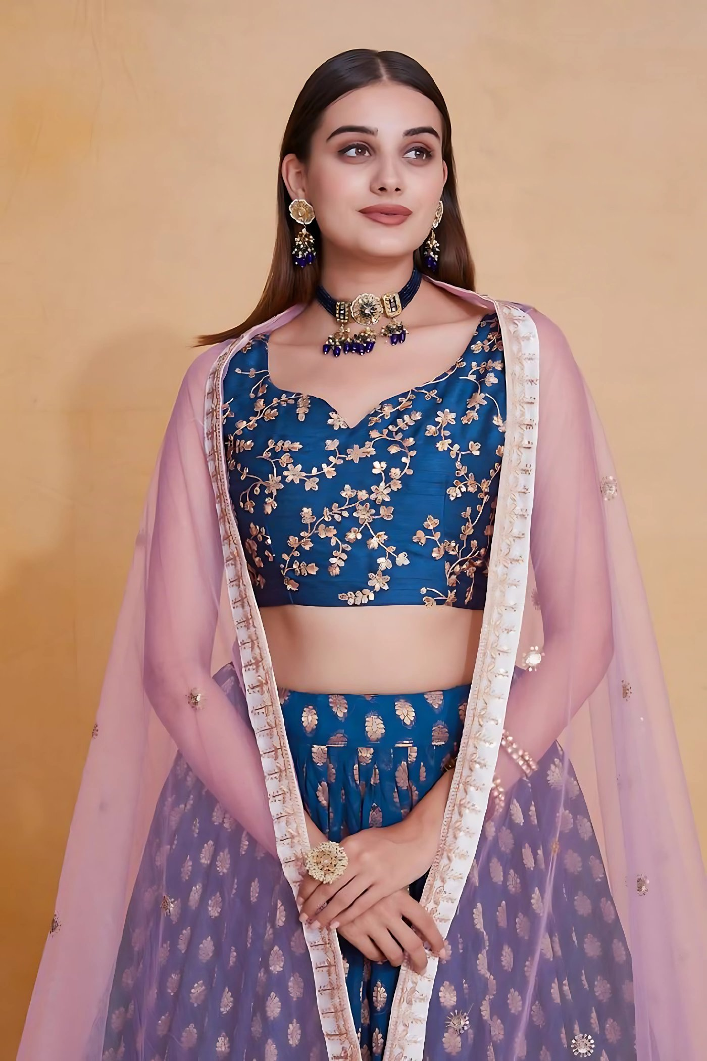 Lehenga Mart Designer Wedding Lehenga Choli For Women - Blue | Grocsy