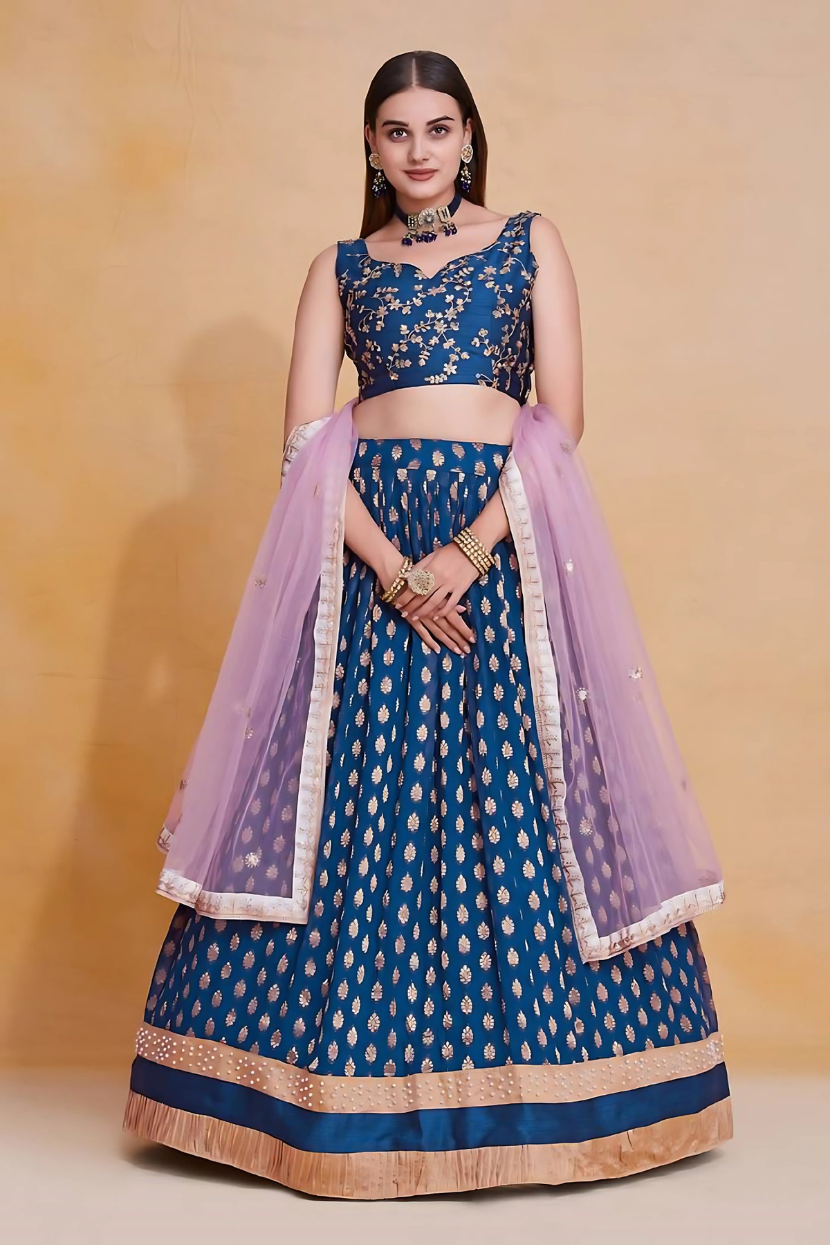 Lehenga Mart Designer Wedding Lehenga Choli For Women - Blue | Grocsy