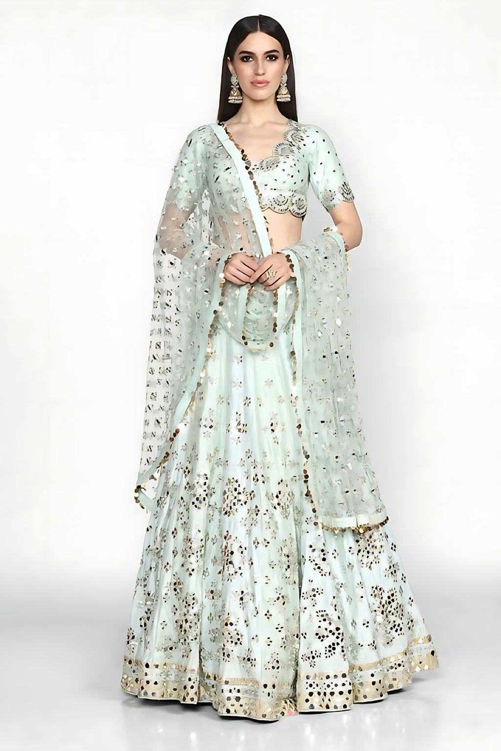 Lehenga Mart Designer Wedding Lehenga Choli For Women - Sky Blue | Grocsy