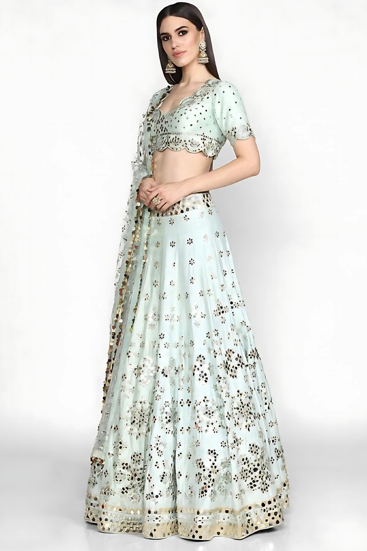 Lehenga Mart Designer Wedding Lehenga Choli For Women - Sky Blue | Grocsy