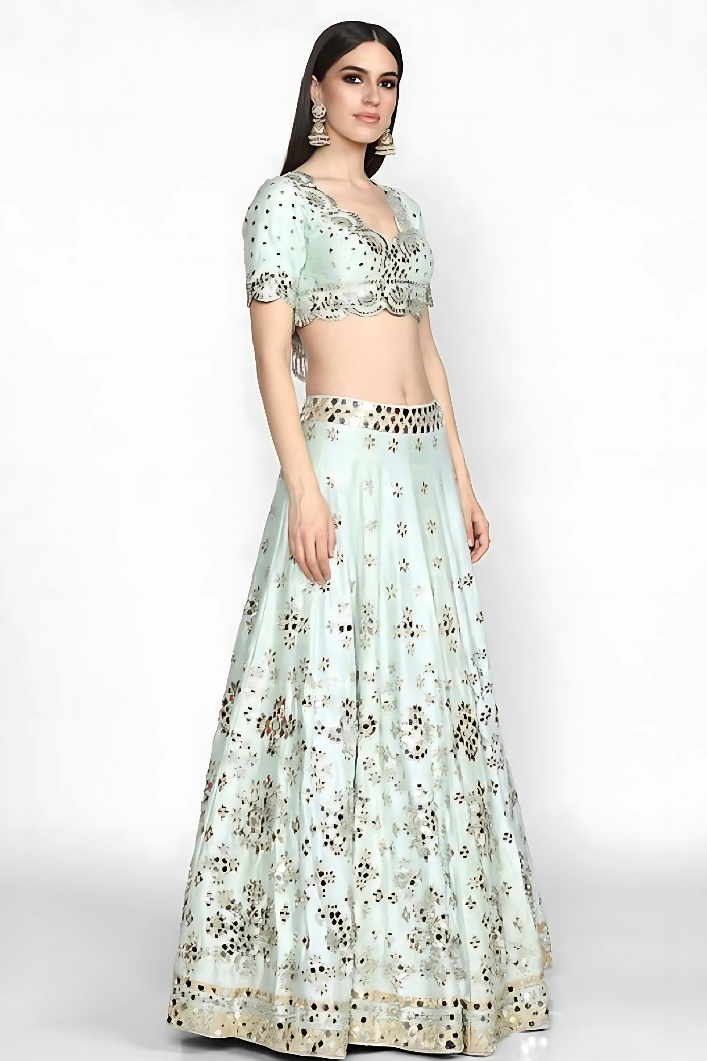 Lehenga Mart Designer Wedding Lehenga Choli For Women - Sky Blue | Grocsy