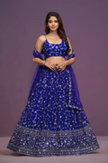 Lehenga Mart Designer Wedding Lehenga Choli For Women - Blue | Grocsy