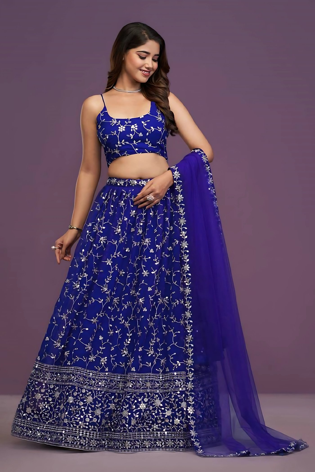 Lehenga Mart Designer Wedding Lehenga Choli For Women - Blue | Grocsy