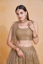 Lehenga Mart Designer Wedding Lehenga Choli For Women - Brown | Grocsy