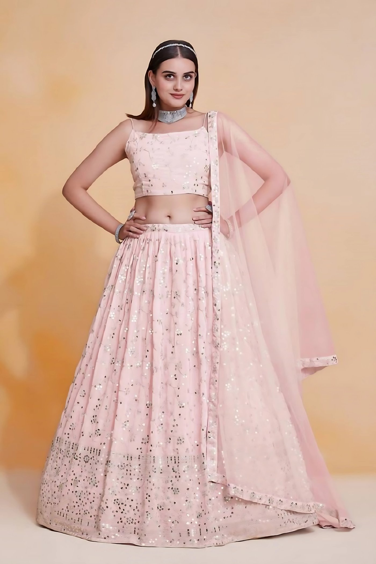 Lehenga Mart Designer Wedding Lehenga Choli For Women - Light Pink | Grocsy