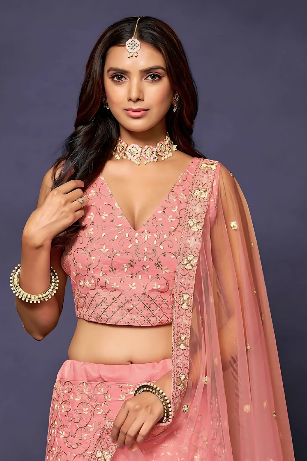 Lehenga Mart Designer Wedding Lehenga Choli For Women - Baby Pink | Grocsy