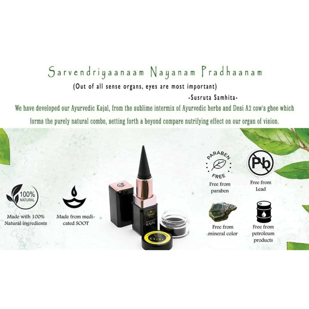 Tatsat 100% Natural Certified Ayurvedic Kajal With Pure Herbs | Grocsy