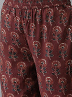 Yufta Women Maroon Floral Printed Regular Kurta with Palazzo & With Dupatta | Grocsy