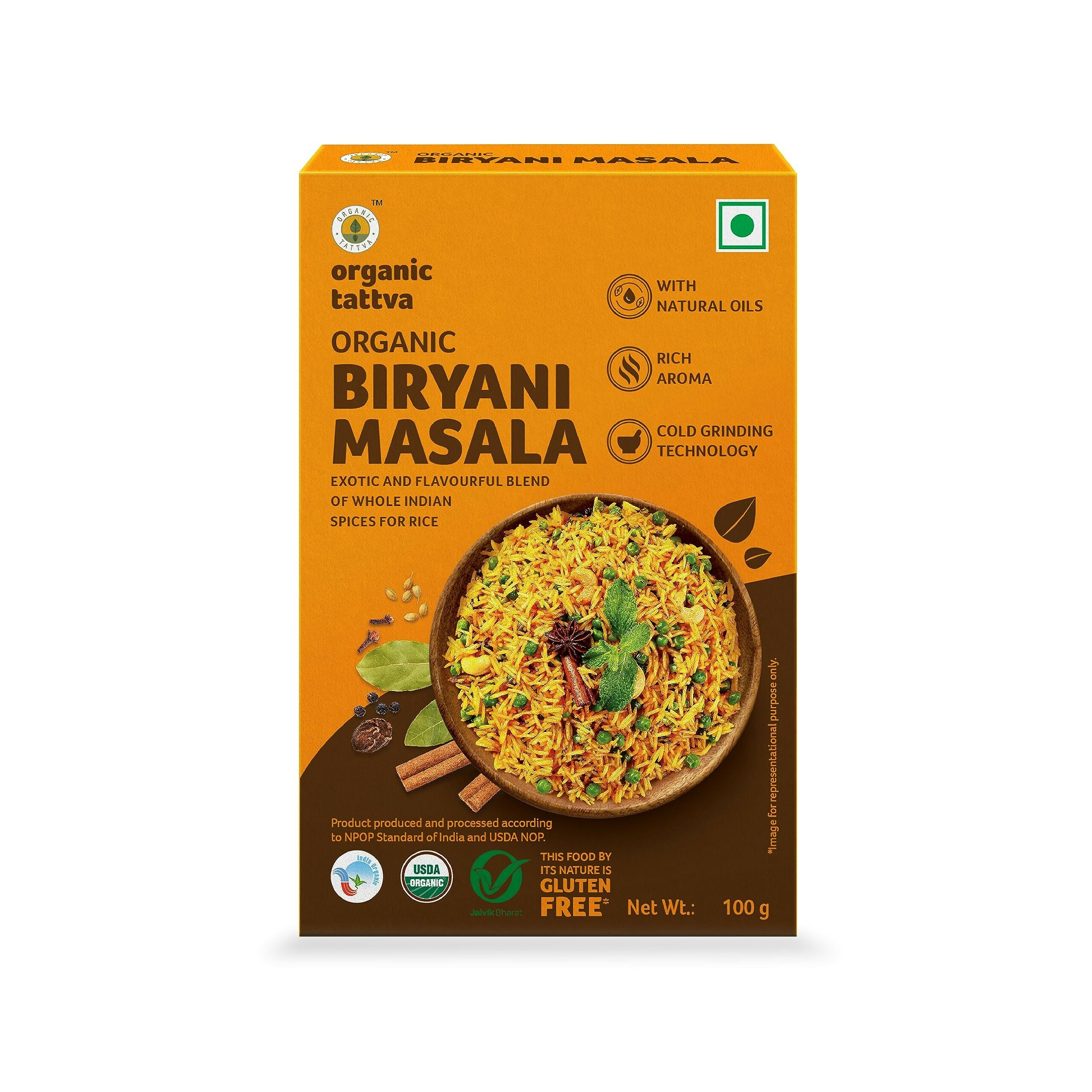 Organic Tattva South-Indian Masala Combo (100 Gm Each)- Sambar Powder, Rasam and Biryani Masala | Grocsy