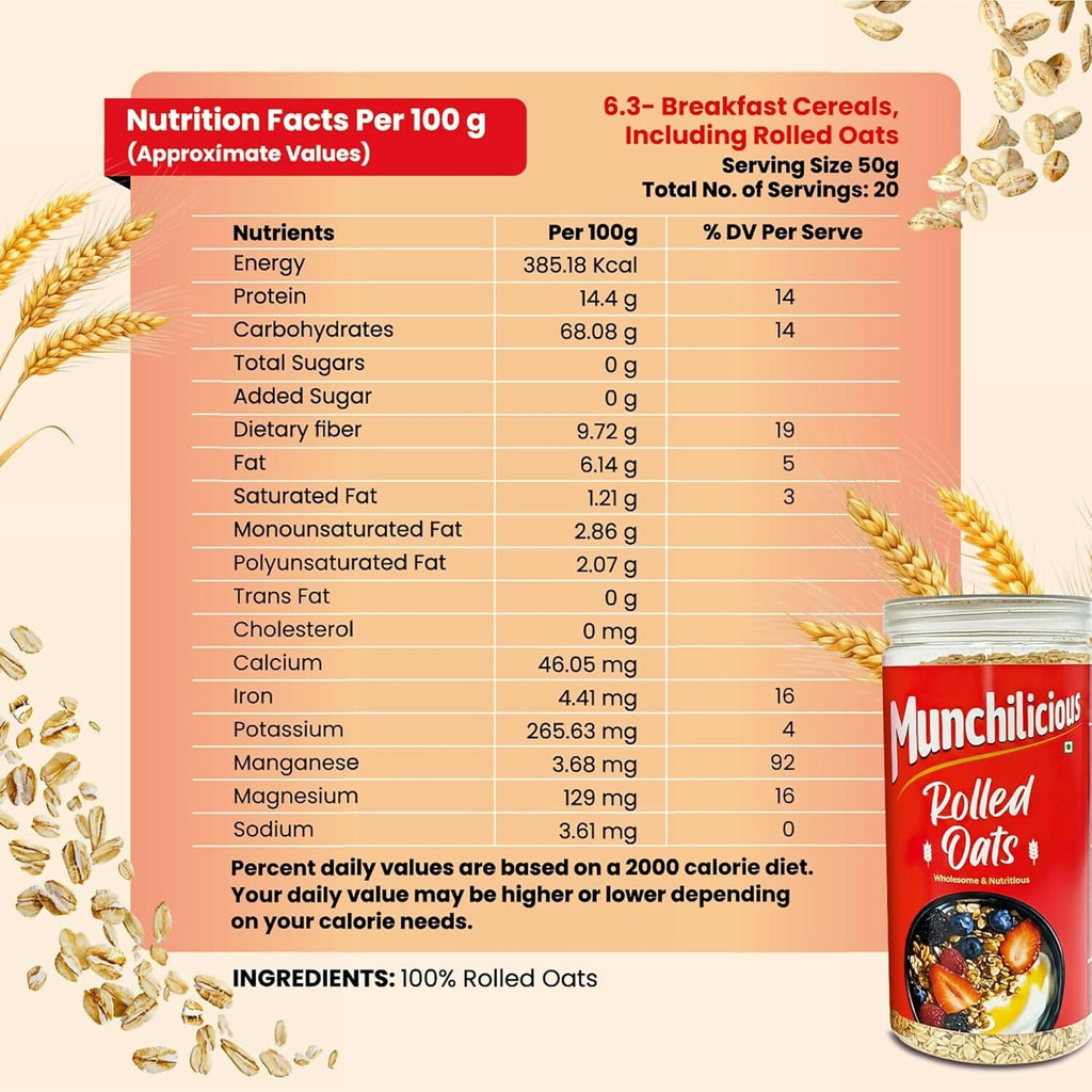 Munchilicious 100% Whole Grain Jumbo Oats | Grocsy