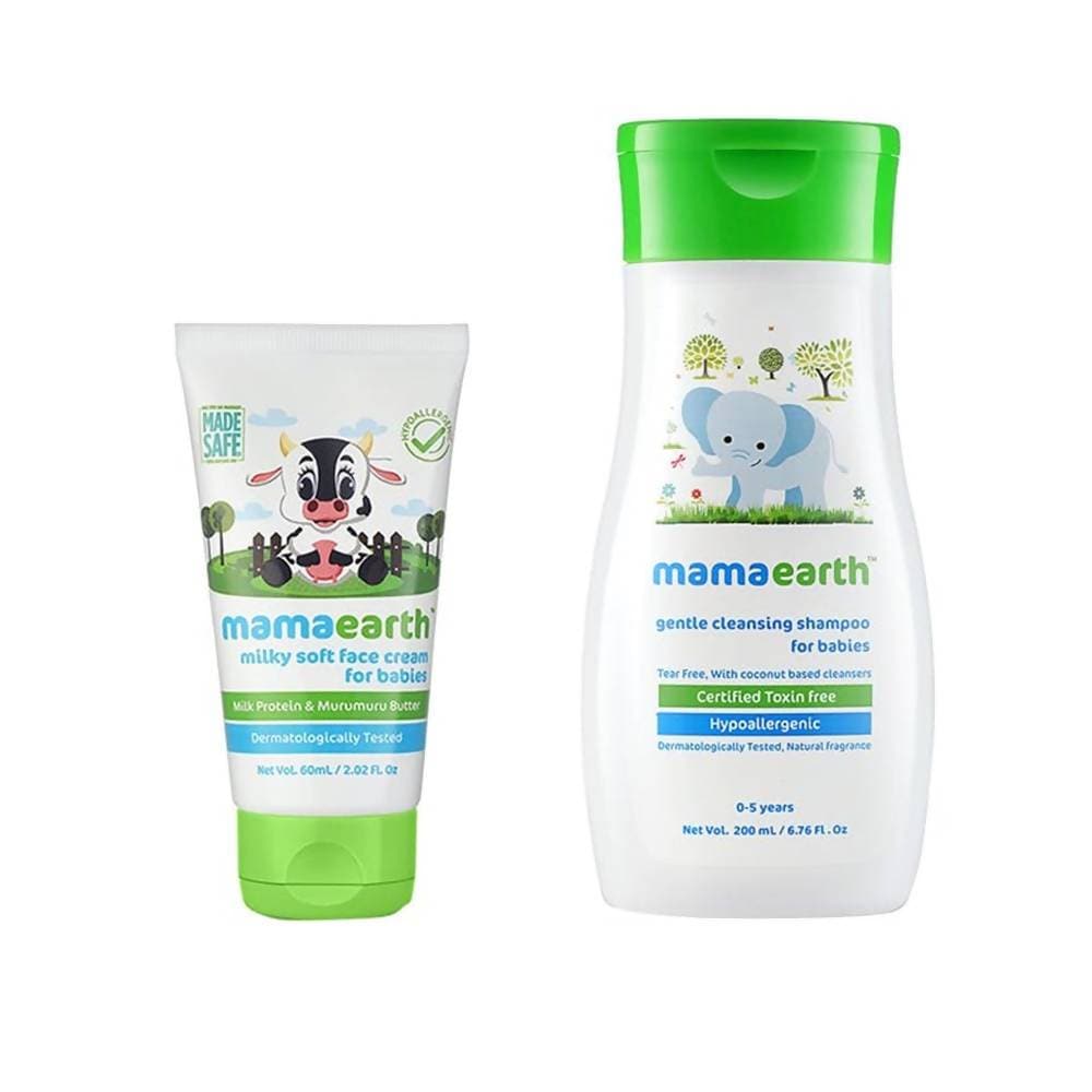 Mamaearth Milky Soft Face Cream And Gentle Cleansing Shampoo For Babies (60ml+200ml) | Grocsy