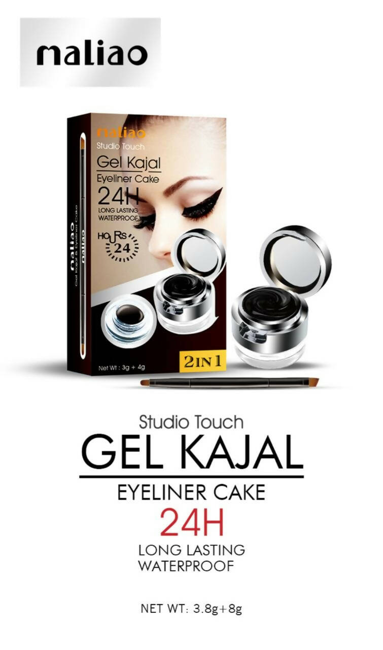 Maliao Professional Studio Touch 24H Long-Lasting Waterproof 2In1 Gel Kajal & Eyeliner Cake | Grocsy