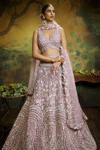 House of Panchhi Mauve Net Multi Sequins with heavy Zarkan embroidery Lehenga choli & Dupatta | Grocsy
