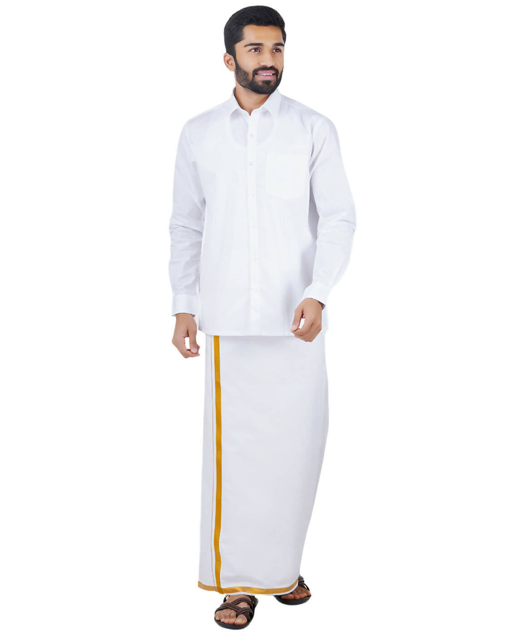 Ramraj Cotton Mens Full Sleeve Formal 100 % Cotton White Shirt | Grocsy