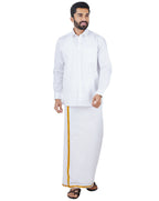 Ramraj Cotton Mens Full Sleeve Formal 100 % Cotton White Shirt | Grocsy
