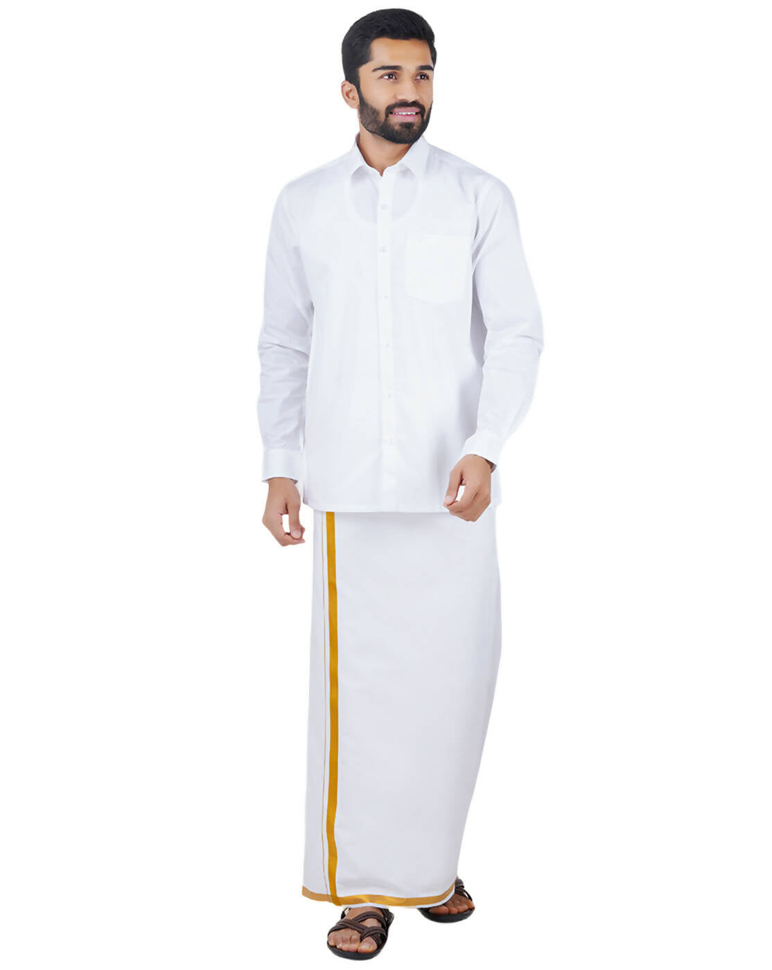 Ramraj Cotton Mens Full Sleeve Formal 100 % Cotton White Shirt | Grocsy