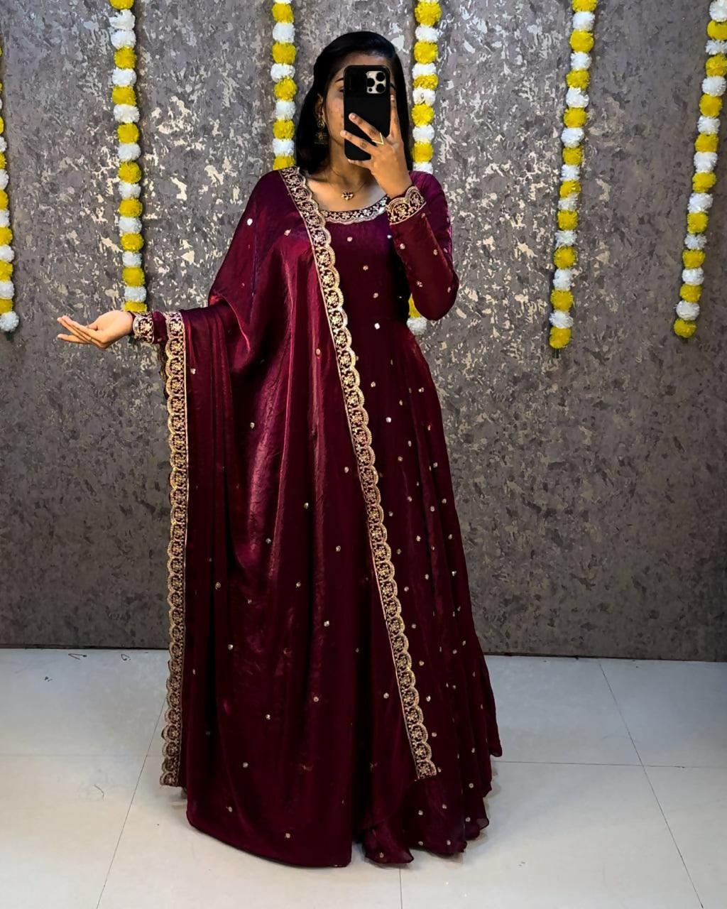 Teeya Creation Women's New Trendy Latest Designer Embroidery Anarkali Gown with Dupatta Set | Grocsy