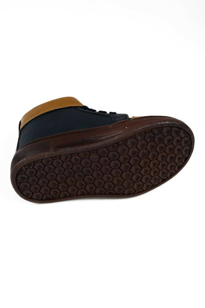 Tiny Bugs Boys Party Wear Mid Top Boots - Navy | Grocsy