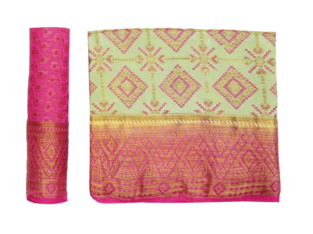 Mimosa Women's Patola Style Art Silk Green Saree | Grocsy