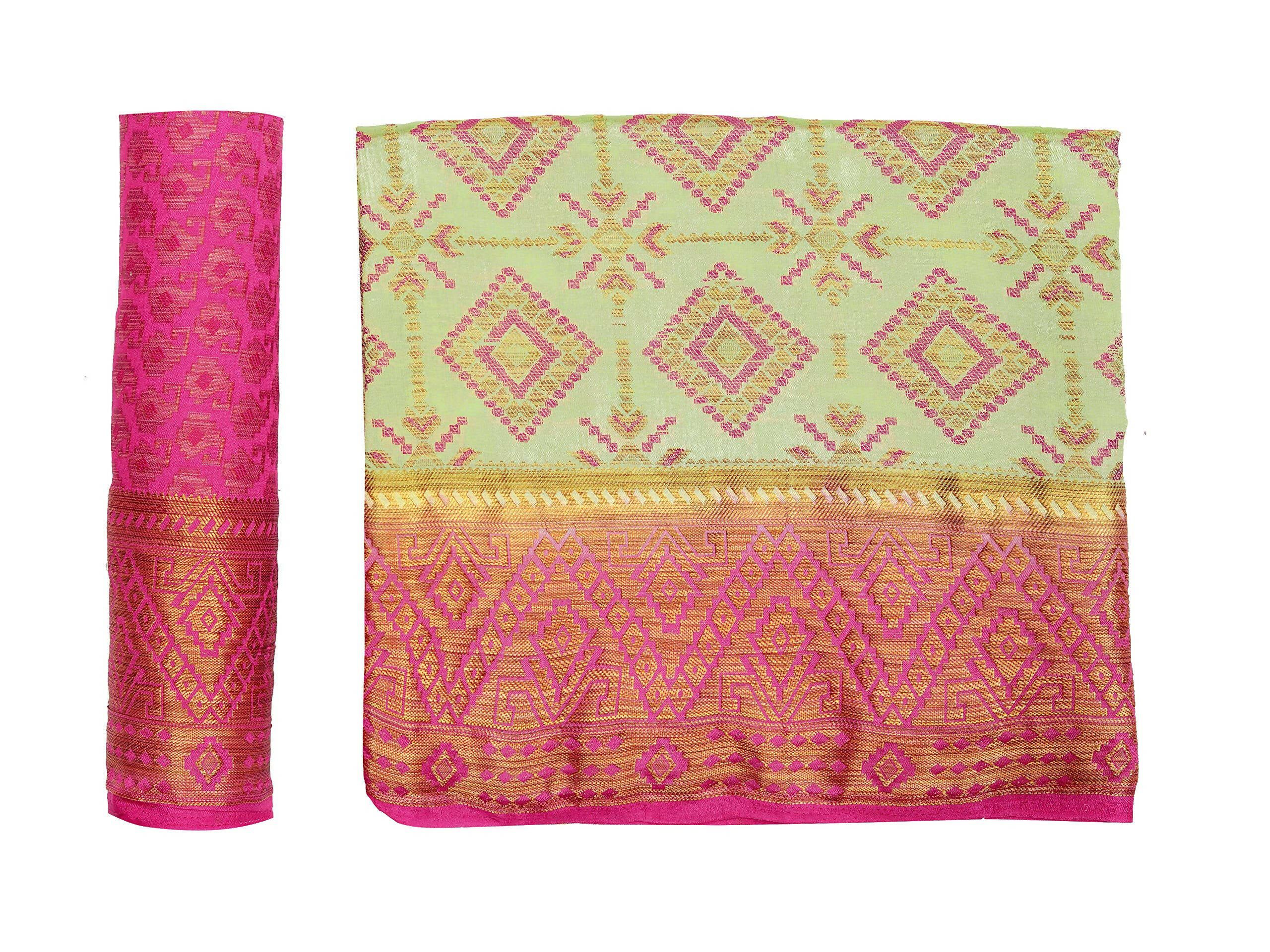 Mimosa Women's Patola Style Art Silk Green Saree | Grocsy