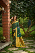 Jyoti Fashion Women's Bottle Green Paithani Silk Zari Woven Saree with Blouse | Grocsy