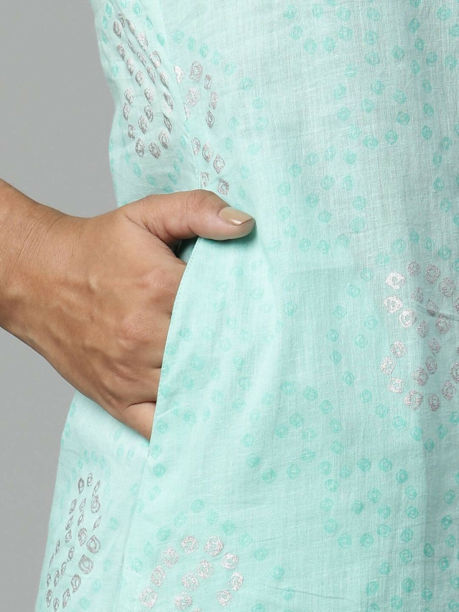 Ahalyaa Womens Summer Blue Color Pure Cotton Printed Kurtas | Grocsy