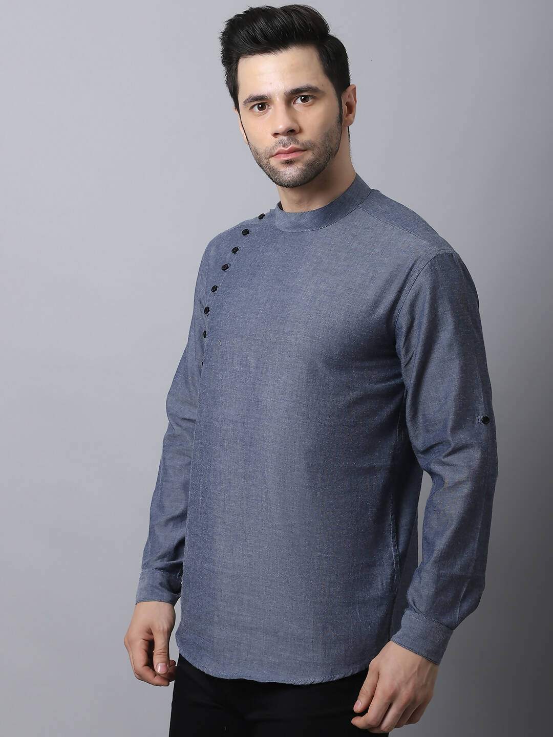 Even Apparels Grey Pure Cotton Men's Kurta With Side Placket | Grocsy
