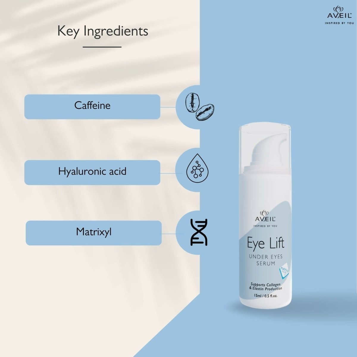 Aveil Eye Lift Under Eyes Serum - Smoothens Fine Lines & Wrinkles | Grocsy