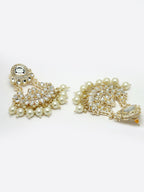 NVR Women Gold-Polished Kundan Chandbali Earrings | Grocsy