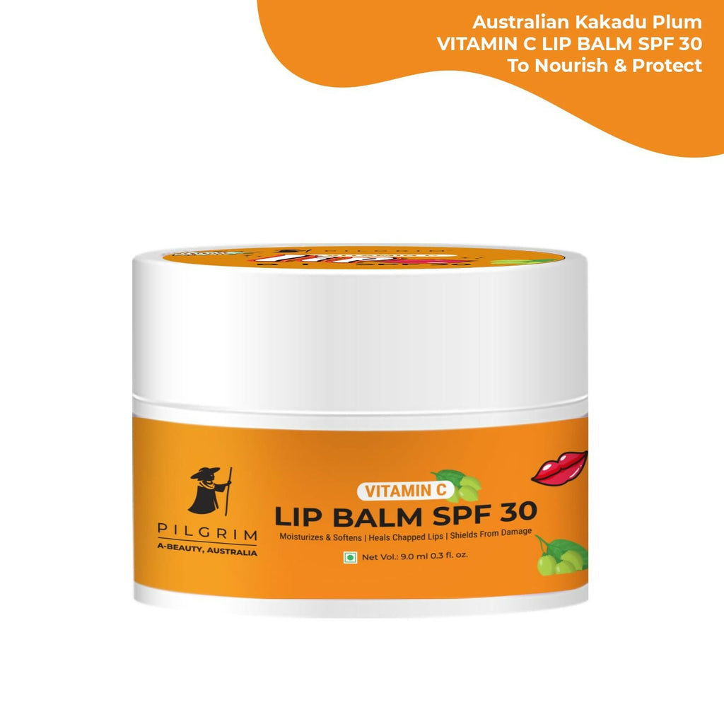 Pilgrim Vitamin C Lip Balm SPF 30 with Australian Kakadu Plum & Shea Butter For Smooth Soft Lips, Soothing & Hydrating Dry & Chapped Lips | Grocsy