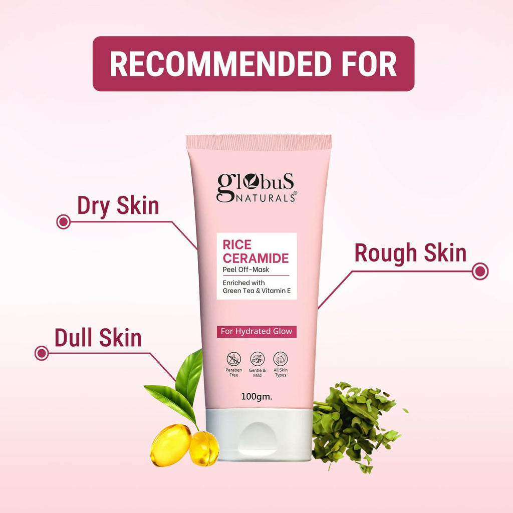 Globus Naturals Rice Ceramide Peel Off Mask, For Hydrated Glow Skin | Grocsy