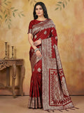 Shree Shyam Fashion Maroon Silk Blend Saree | Grocsy