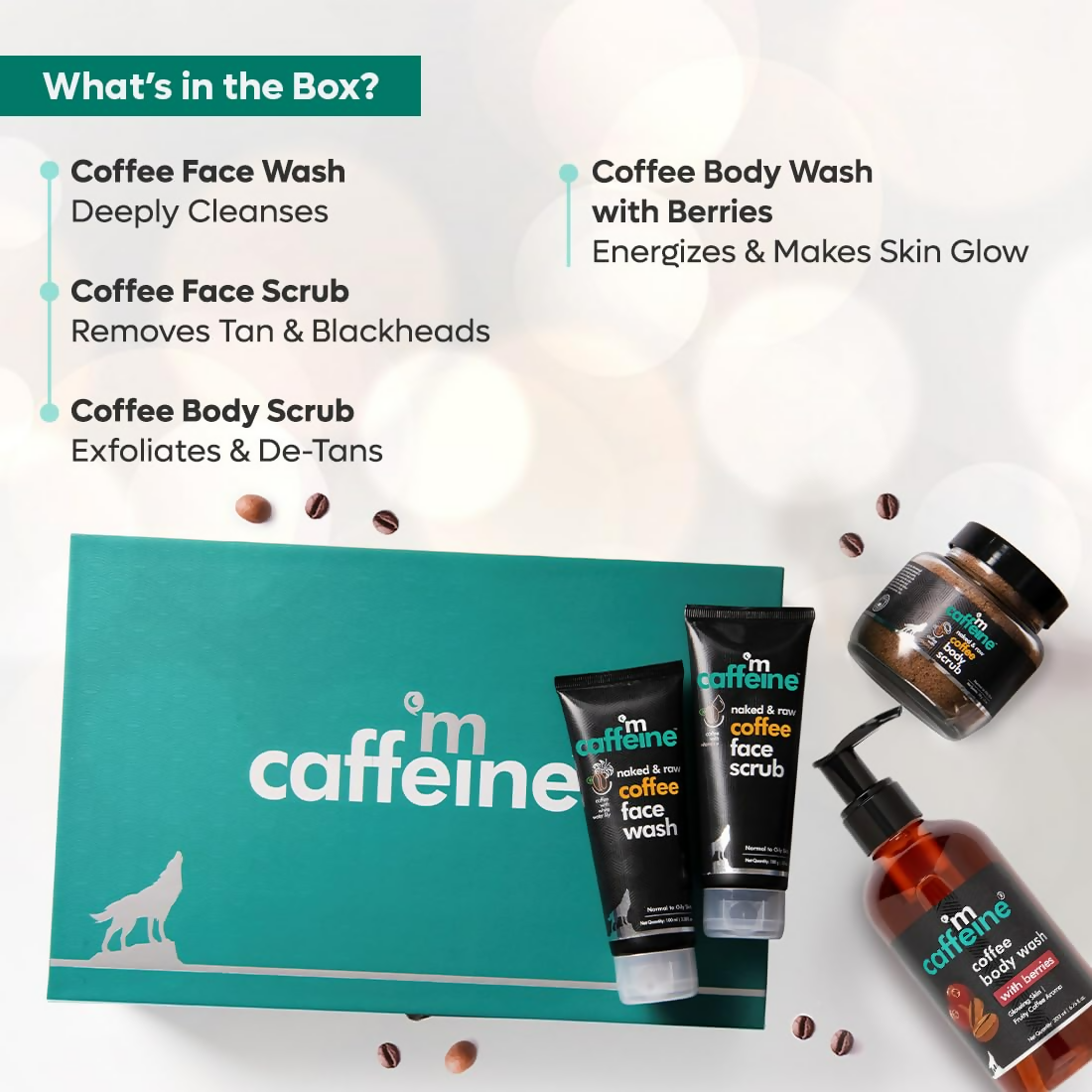 mCaffeine Shower Temptations Gift Set Kit For Women & Men | Grocsy