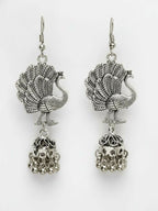 NVR Women Peacock Design German Silver Oxidised Jhumka Earrings | Grocsy