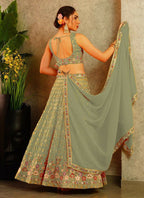 Lehenga Mart Pista Faux Georgette Designer Bollywood Style Wedding Wear Lehenga Choli | Grocsy