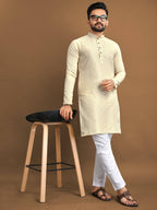 Party Wear Kurta Pajama for Men by Infinity Export - Cream | Grocsy