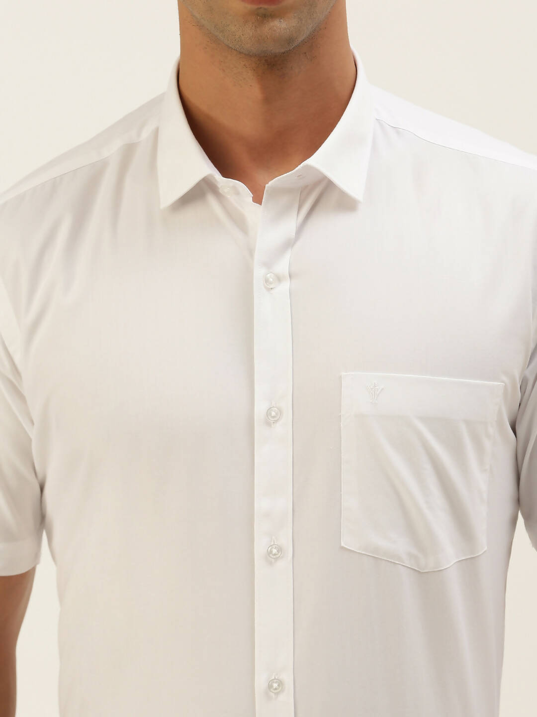 Ramraj Cotton Mens Half Sleeve Formal Poly Cotton White Shirt | Grocsy