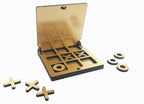 Kraftsman Wooden Tic Tac Toe Portable Game for Kids, Teens and Adults with Golden Mirror Shade Strategy & War Games Board Game | Grocsy