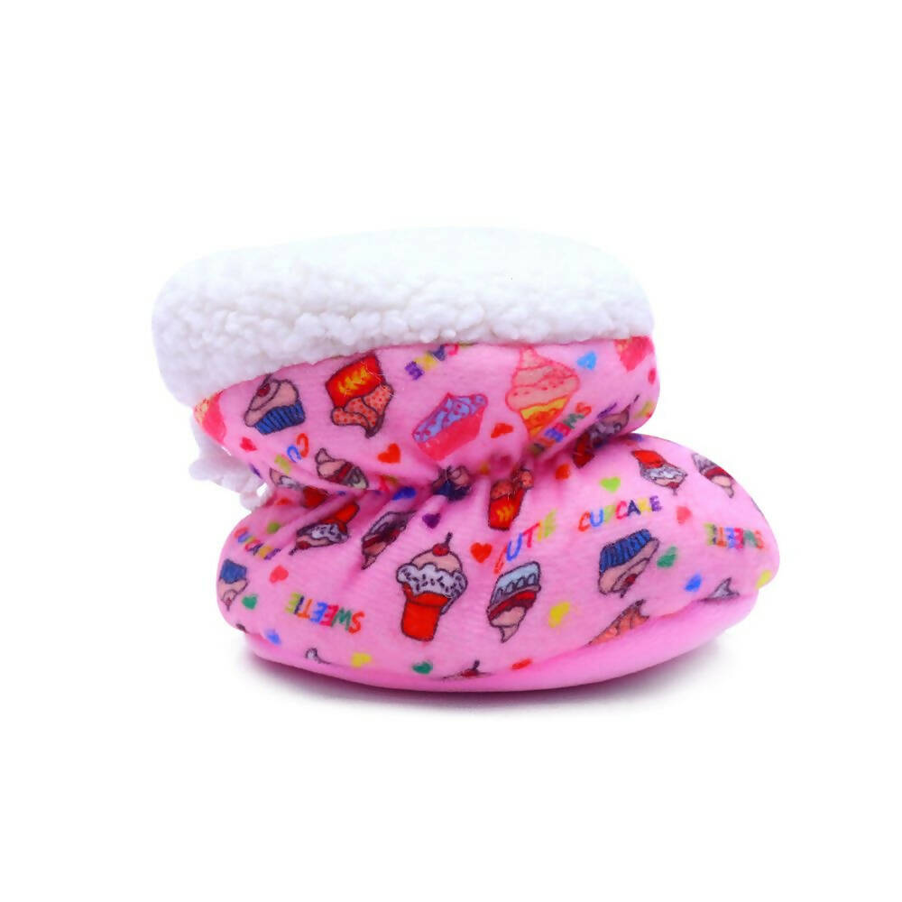 Tiny Bugs Unisex Printed Winter Booties - Pink | Grocsy