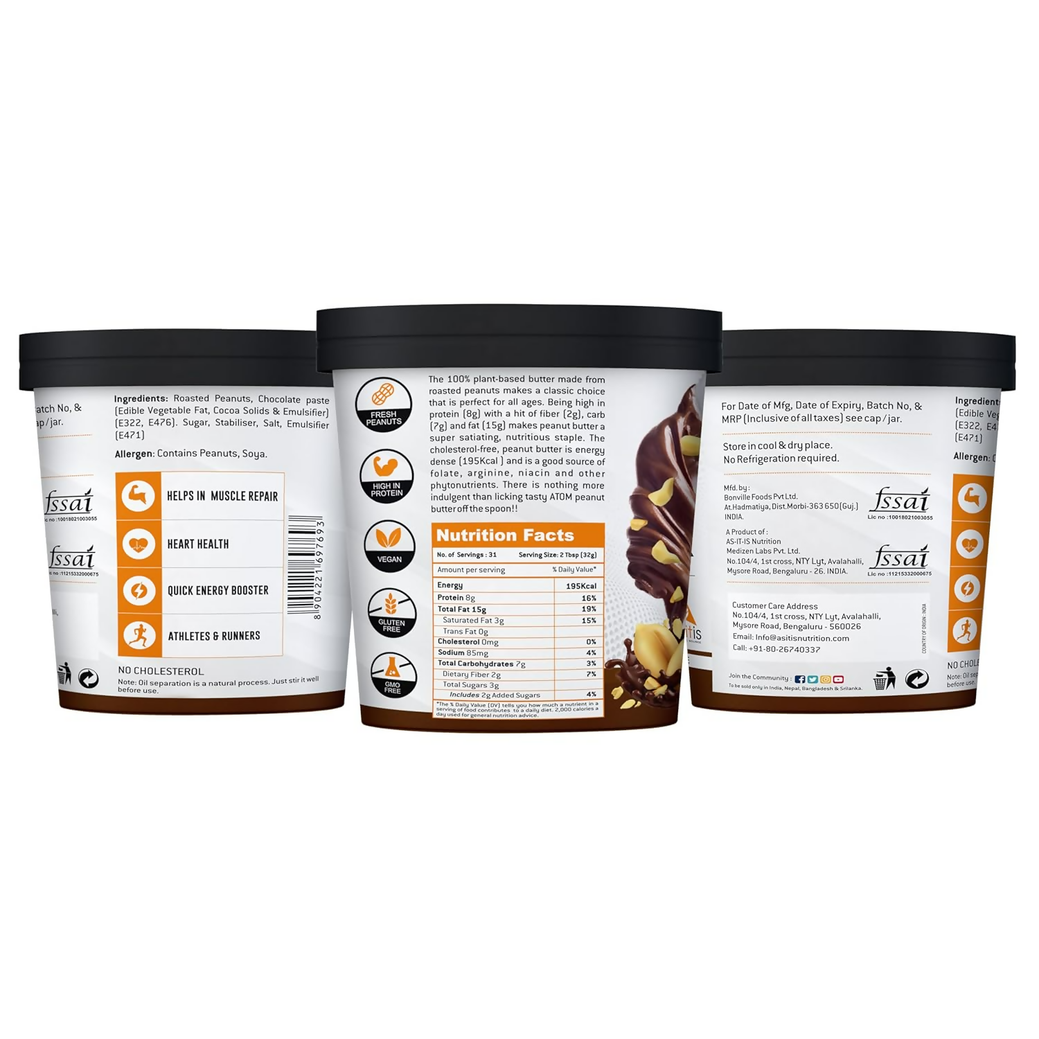 As-It-Is Nutrition Atom Chocolate Peanut Butter Creamy | Grocsy