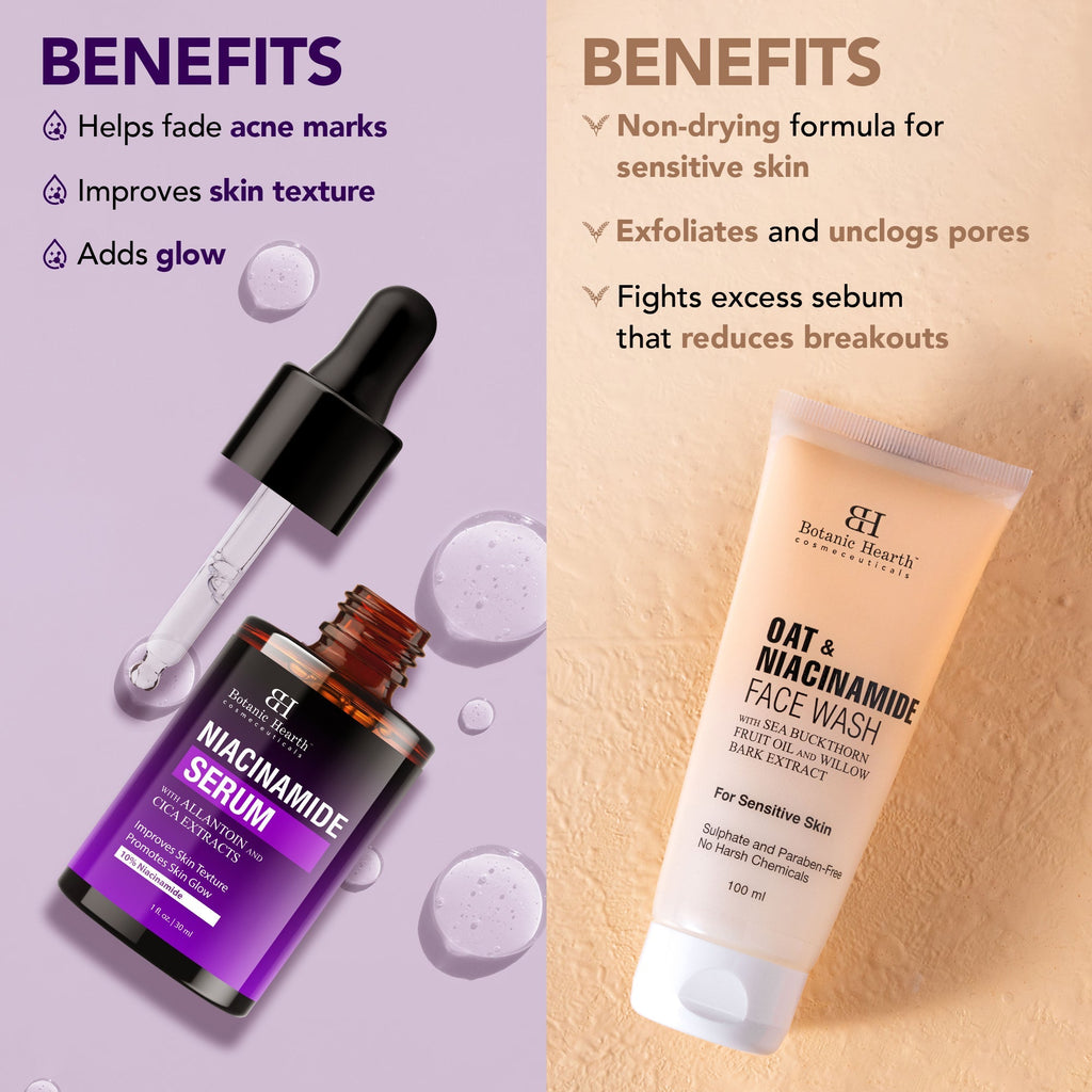 Botanic Hearth Niacinamide Face Serum with Oat & Niacinamide Face wash | Grocsy