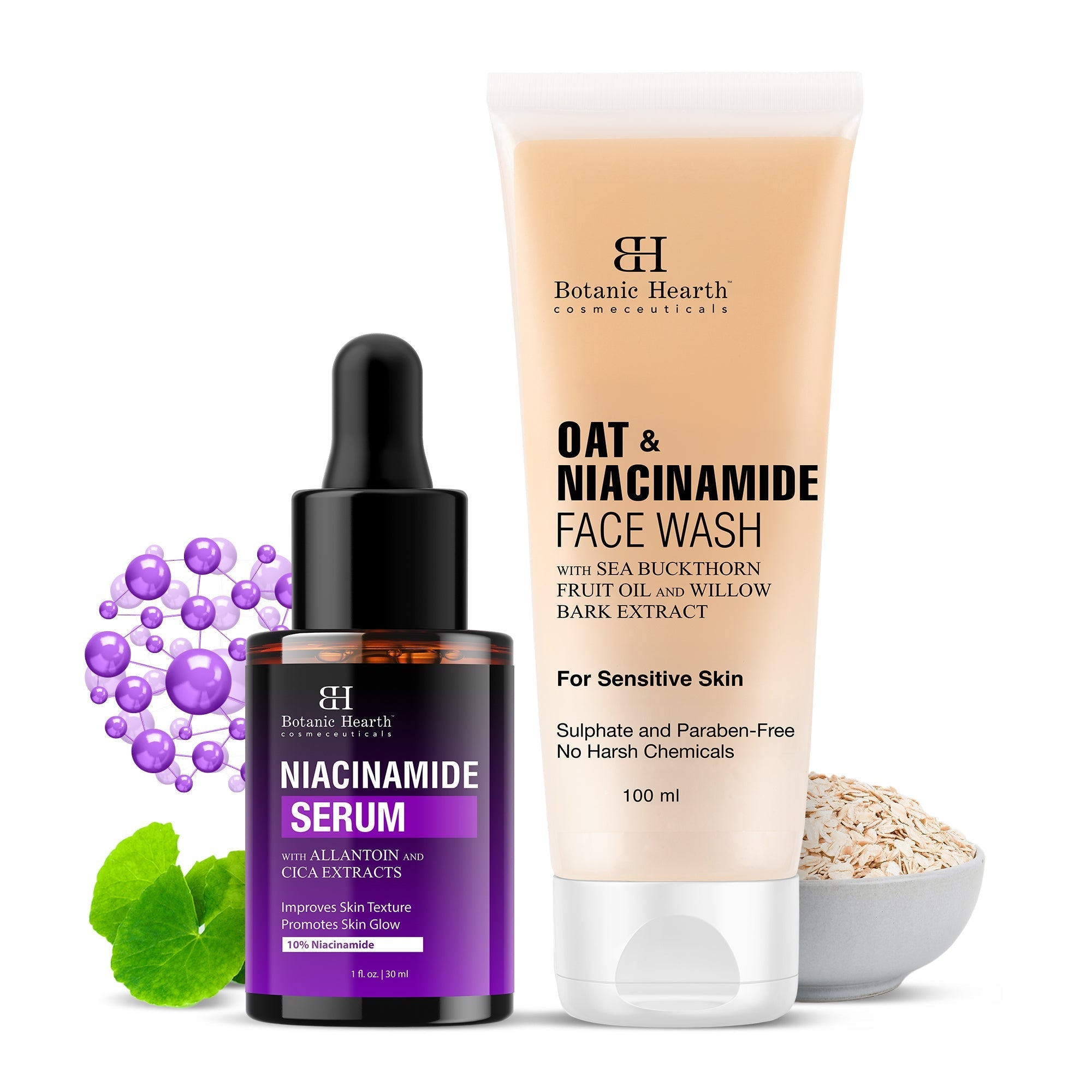 Botanic Hearth Niacinamide Face Serum with Oat & Niacinamide Face wash | Grocsy