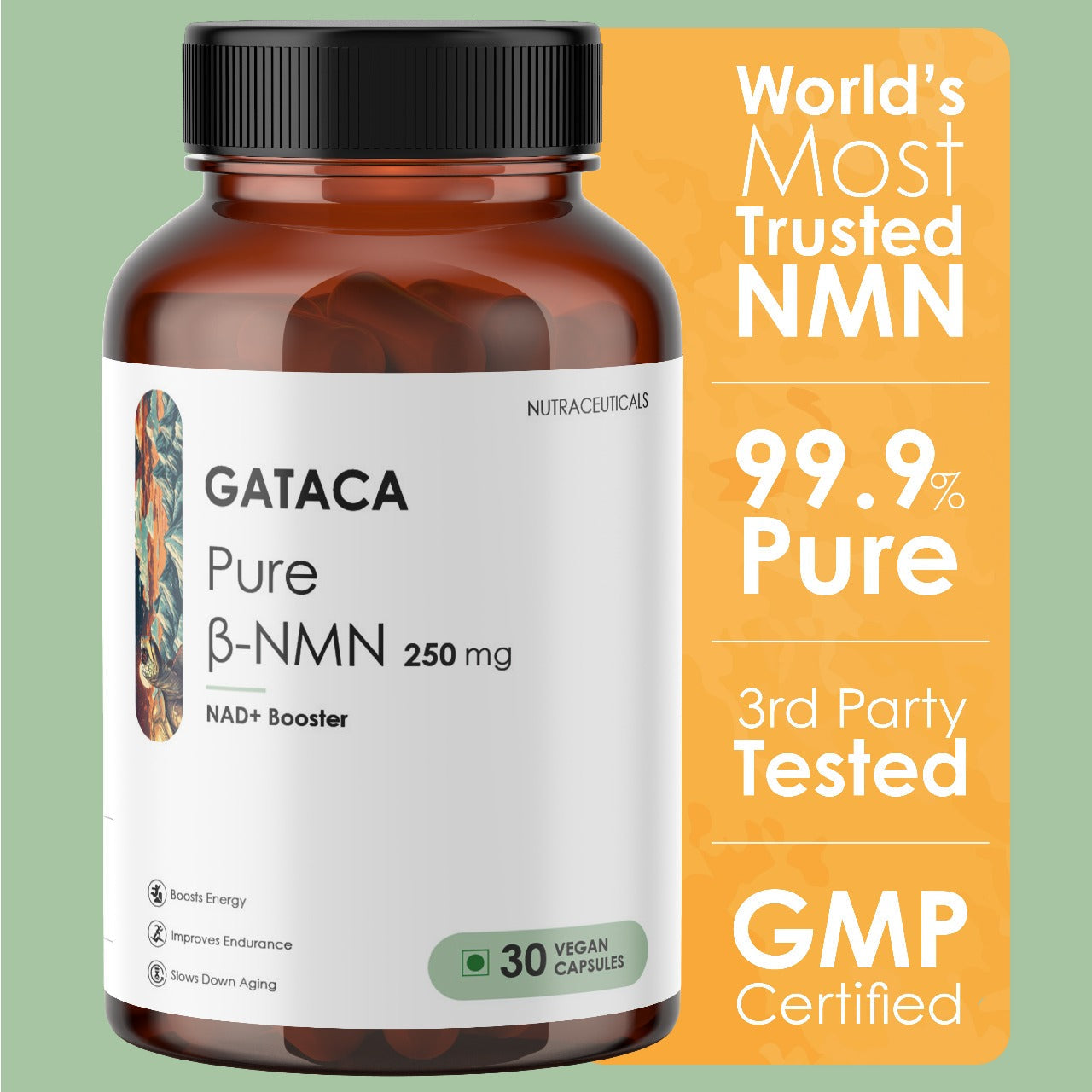 GATACA Pure β-NMN -  250 mg Capsules, Backed by 21 Patents | Grocsy