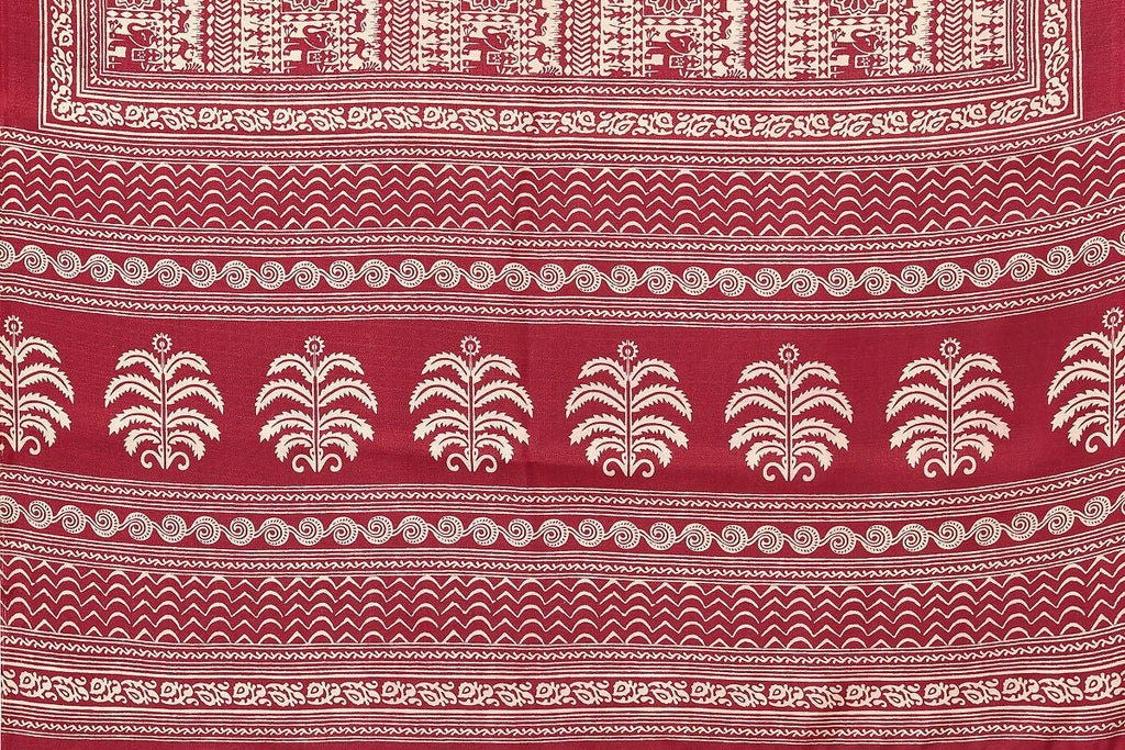 Vamika maroon Printed Art Silk Saree | Grocsy