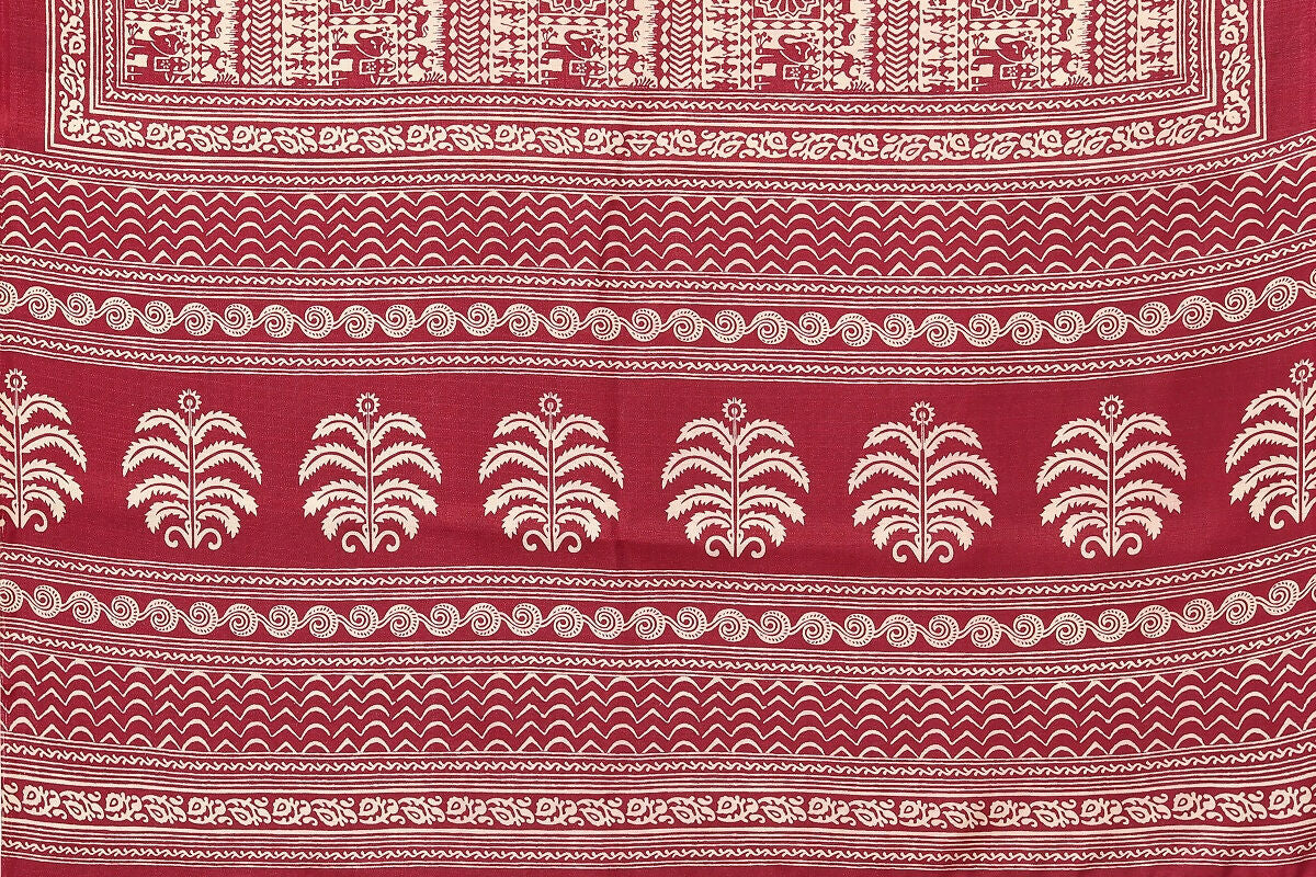 Vamika maroon Printed Art Silk Saree | Grocsy