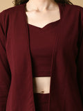 Myshka Women's Magenta Solid Jacket | Grocsy