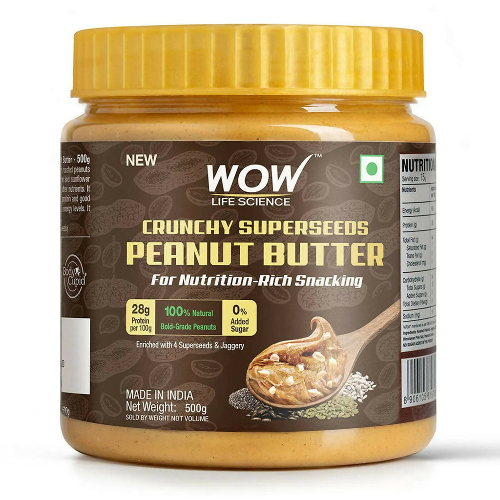 Wow Life Science Crunchy Superseeds Peanut Butter | Grocsy